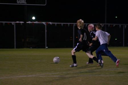 Some future Bulldogs take a shot at the goal during a break in the action. - Photo by Stephanie Schroeder