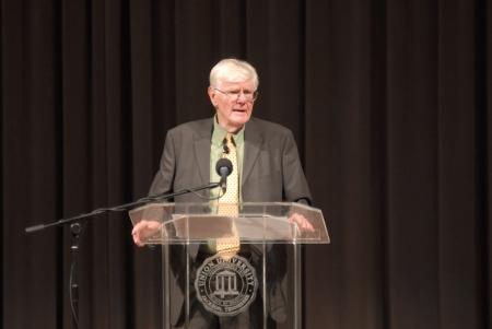 Pulitzer Prize-winning historian Dr. Gordon S. Wood lectured on &ldquo;The Invention of Benjamin Franklin&rdquo; at the 10th Annual Carls-Schwerdfeger History Lecture.
 - Photo by Morris Abernathy