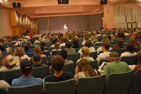 Professor Gordon S. Wood of Brown University lectured to more than 650 people about Benjamin Franklin at the Carls-Schwerdfeger History Lecture. - Photo by Morris Abernathy