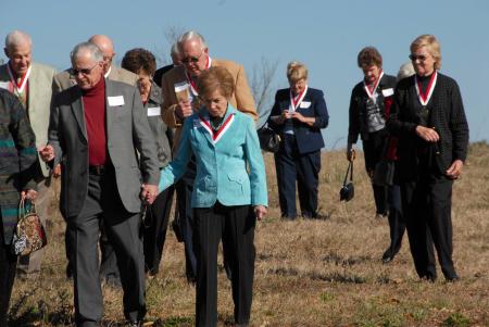 Members of the Class of 1957 re-trace their step during a tour of the old Union campus during their 50-year reunion at Homecoming. - Photo by Morris Abernathy