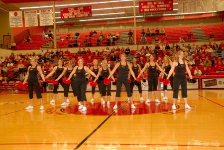 The Union Cheerleaders perform a routine during halftime of the Lady Bulldogs' game during Homecoming. - Photo by Morris Abernathy