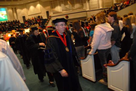 President Dockery led the recessional at the close of the fall graduation ceremony. - Photo by Morris Abernathy