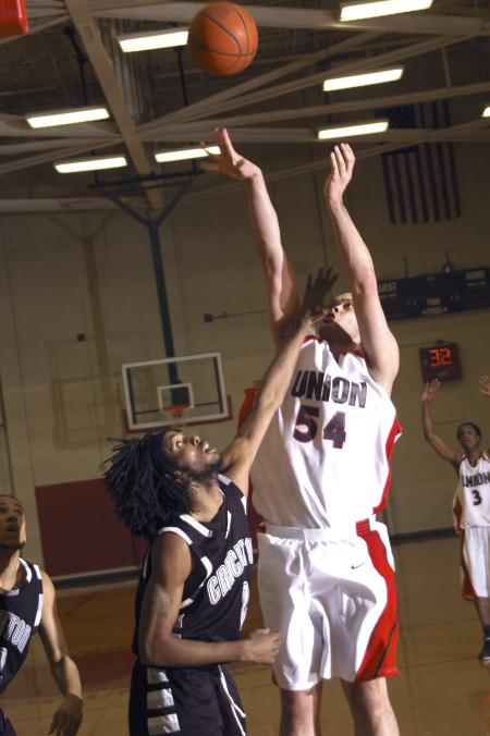 Bulldog Ben Frederick jumps above the defense for a shot during a game against Crichton College. - Photo by Matthew Diggs