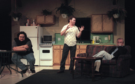 James Nolen, Jeremy Young and Wayne Johnson perform in <i>True West</i>, a Sam Shepherd play directed by Graham Hillard. - Photo by Jim Veneman