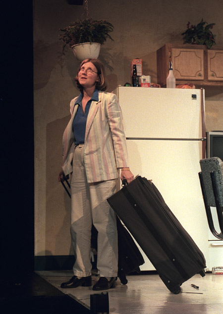 Charlotte Burke makes a cameo appearance in <i>True West</i>, a Sam Shepherd play directed by Graham Hillard. - Photo by Jim Veneman