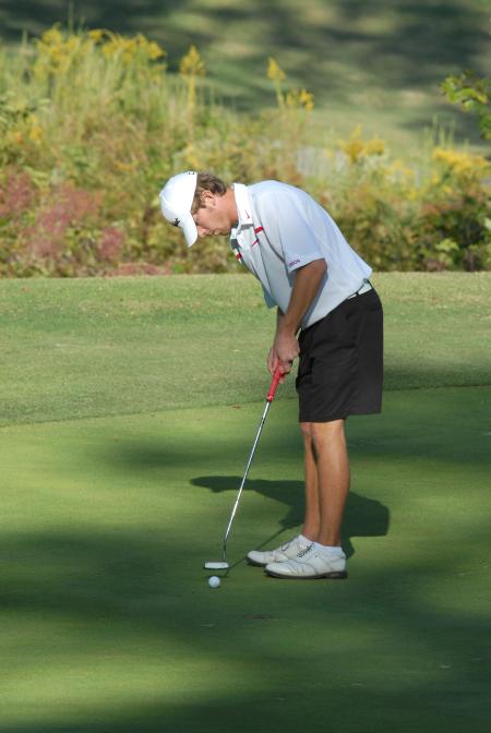 William Boyd watches his put during the Union Invitational at Falcon Ridge Golf Club. - Photo by Morris Abernathy
