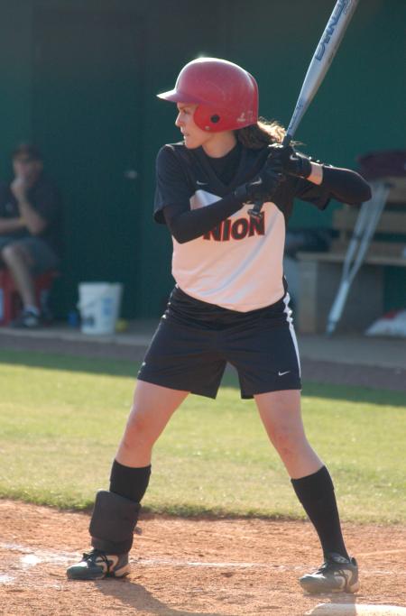Michelle Albonetti settles into the batter's box awaiting a pitch. - Photo by Steven Aldridge