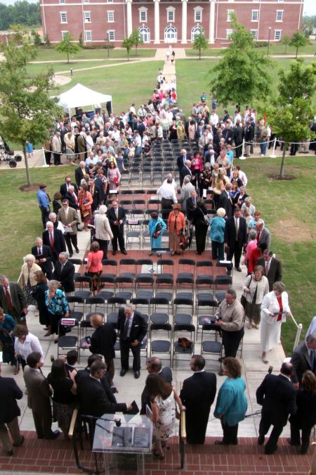 Following the dedication ceremony of White Hall  lines formed for the public's first access to the building. - Photo by Kyle Kurlick