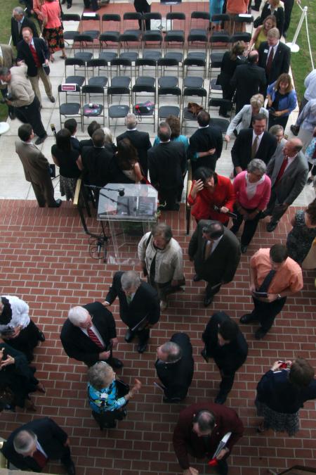 Following the dedication ceremony of White Hall  lines formed for the public's first access to the building. - Photo by Kyle Kurlick