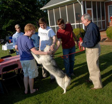 President Dockery's dog Sadie welcomes graduates to the Dockery household for Happy Trails. - Photo by Morris Abernathy