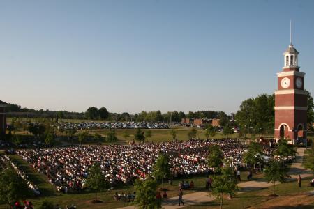 The spring 2007 graduation ceremony as seen from White Hall. - Photo by Kyle Kurlick