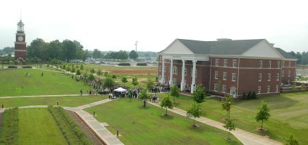 Hundreds of people gathered in front of White Hall during the dedication ceremony. - Photo by Matthew Diggs