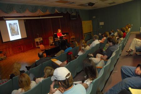 Senior Art Major Allison Benson presented her senior art show entitled <em>Fashion Forward Ceramics</em> at the 2007 Scholarship Symposium. - Photo by Morris Abernathy