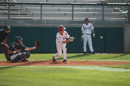 Jason Cooper squares to bunt in Union's games with Lambuth. - Photo by Steven Aldridge