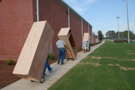 Lockers are installed in the new Fesmire Field House. - Photo by Morris Abernathy