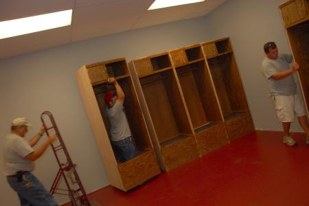 Lockers are installed in the new Fesmire Field House. - Photo by Morris Abernathy