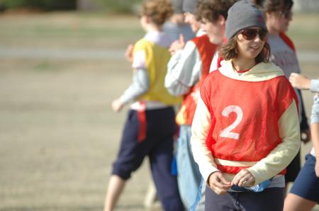 Rachael Moore participates with the Sophomore class during the annual Turkey Bowl. - Photo by Holly Gushee