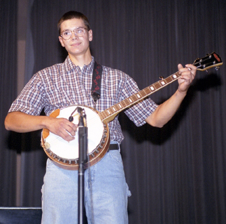 Freshman Neil Jackson picks a mean banjo at the Variety Show during New Student Orientation. - Photo by Mykle Harchfield Johnson