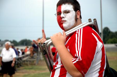 Drew Head shows his colors at a women's soccer match. - Photo by Matt Elia