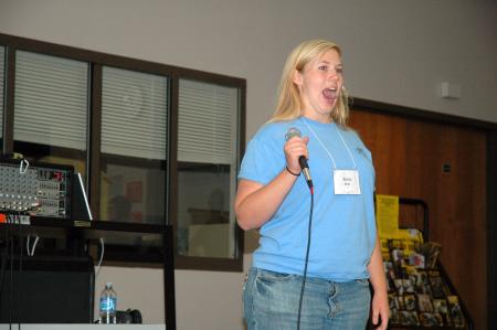 Anna Britt demonstrated that there were more than just musical talents in the freshman class at Open Mic night.  - Photo by Neisha Fuson