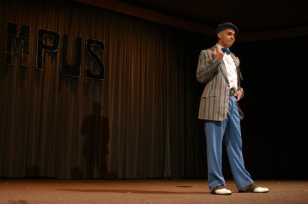 Junior Jonathan Lambach shows off his evening wear during Mr. Campus. - Photo by Stephanie Schroeder