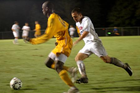 Freshman Franki Mocellin chases down a Trevecca Nazarene player in Union's 2-1 win. - Photo by Matt Elia