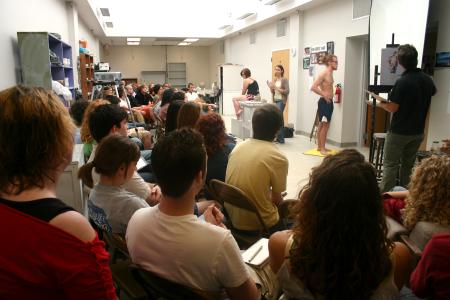 Steve and Rebecca Forester use live models to give demonstrations for an all day art workshop. - Photo by Stephanie Schroeder