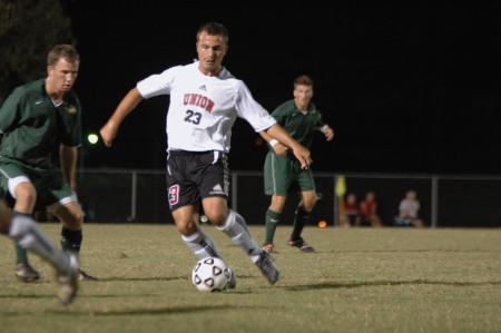 Freshman Franki Mocellin maneuvers the ball around defenders from Belhaven College. - Photo by Neisha Fuson