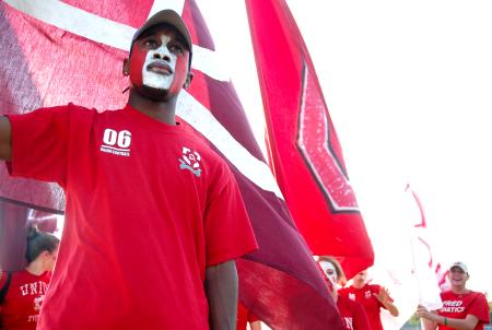 Sophomore Darrion Garrett, pre-med biology major, shows his school spirit before a soccer match. - Photo by Matthew Diggs