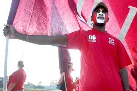 Sophomore Darrion Garrett, pre-med biology major, shows his school spirit before a soccer match. - Photo by Matthew Diggs