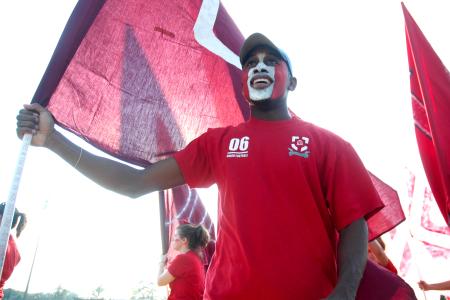 Sophomore Darrion Garrett, pre-med biology major, shows his school spirit before a soccer match. - Photo by Matthew Diggs