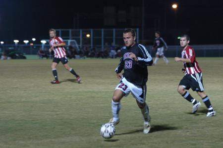 Freshman Franki Mocellin advances the ball downfield in the match against Martin Methodist College.  - Photo by Neisha Fuson