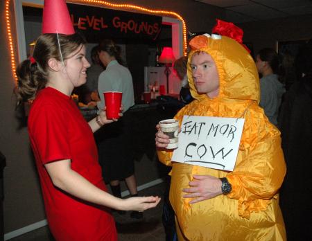 Senior Brian Burns showed his support for eating more beef at this year's Costume Coffee House.  - Photo by Neisha Fuson