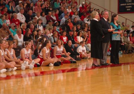 President & Mrs. Dockery wait to present the new 2007 Homecoming Queen with her crown.  - Photo by Neisha Fuson