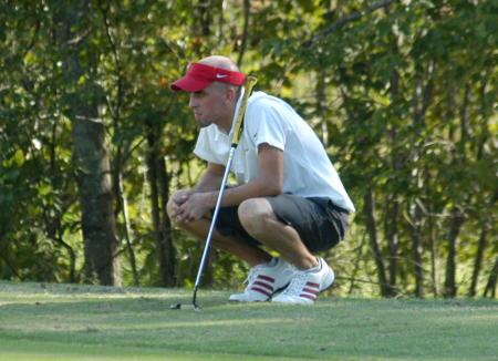 Mickey Armstrong awaits his next shot during play at Falcon Ridge Golf Club. - Photo by Steven Aldridge
