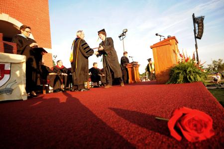 Blake Waggoner receives a Bachelor of Science degree in Engineering. Waggoner will pursue graduate studies in aerospace engineering at the University of Washington. - Photo by Morris Abernathy