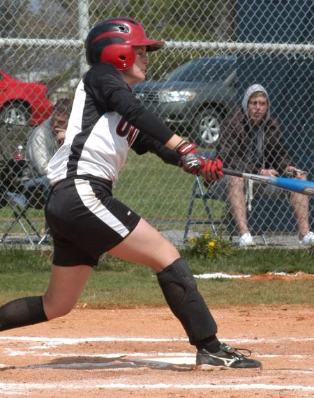 Michelle Albonetti takes a swing in Union's win at Mid-Continent. - Photo by Steven Aldridge