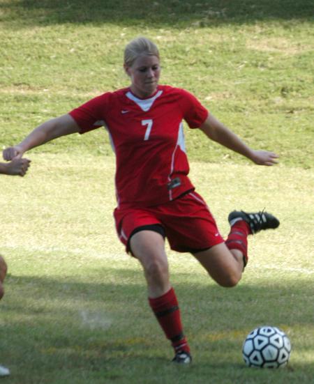 Amy Anderson lines up a free kick for Union in the team's win at Crichton. - Photo by Steven Aldridge