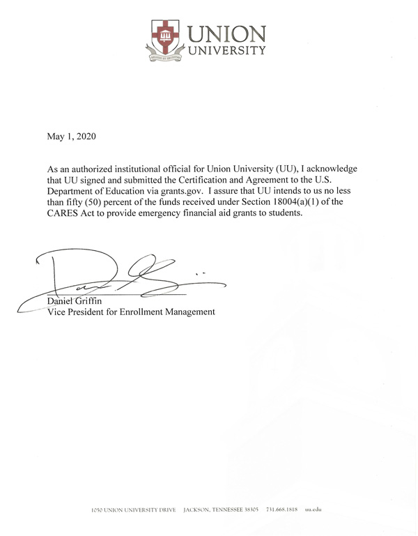 CARES Act letter