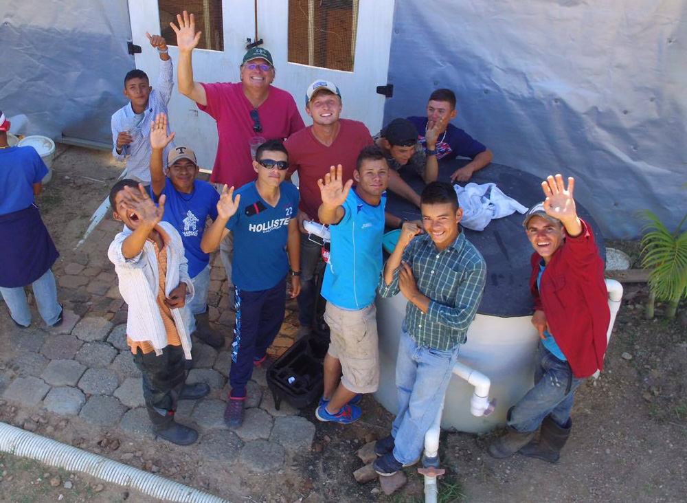 Waving from the orphanage