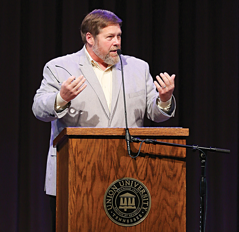 C. Ben Mitchell, Graves Professor of Moral Philosophy, speaks in chapel.