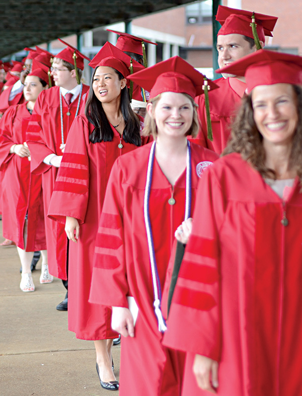School of Pharmacy graduates line up